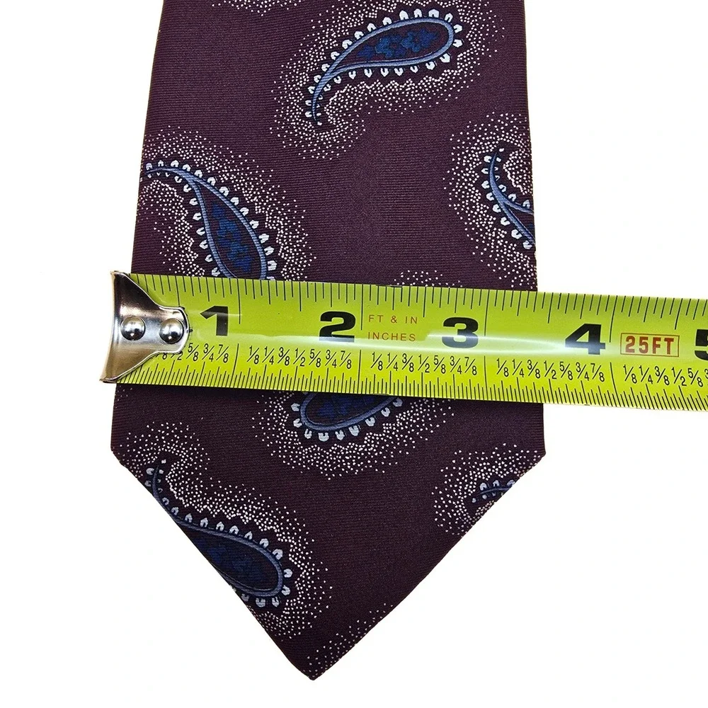 Bugatti Mens Silk Necktie‎ Plum Purple Blue Paisley Woven Formal Business Tie
